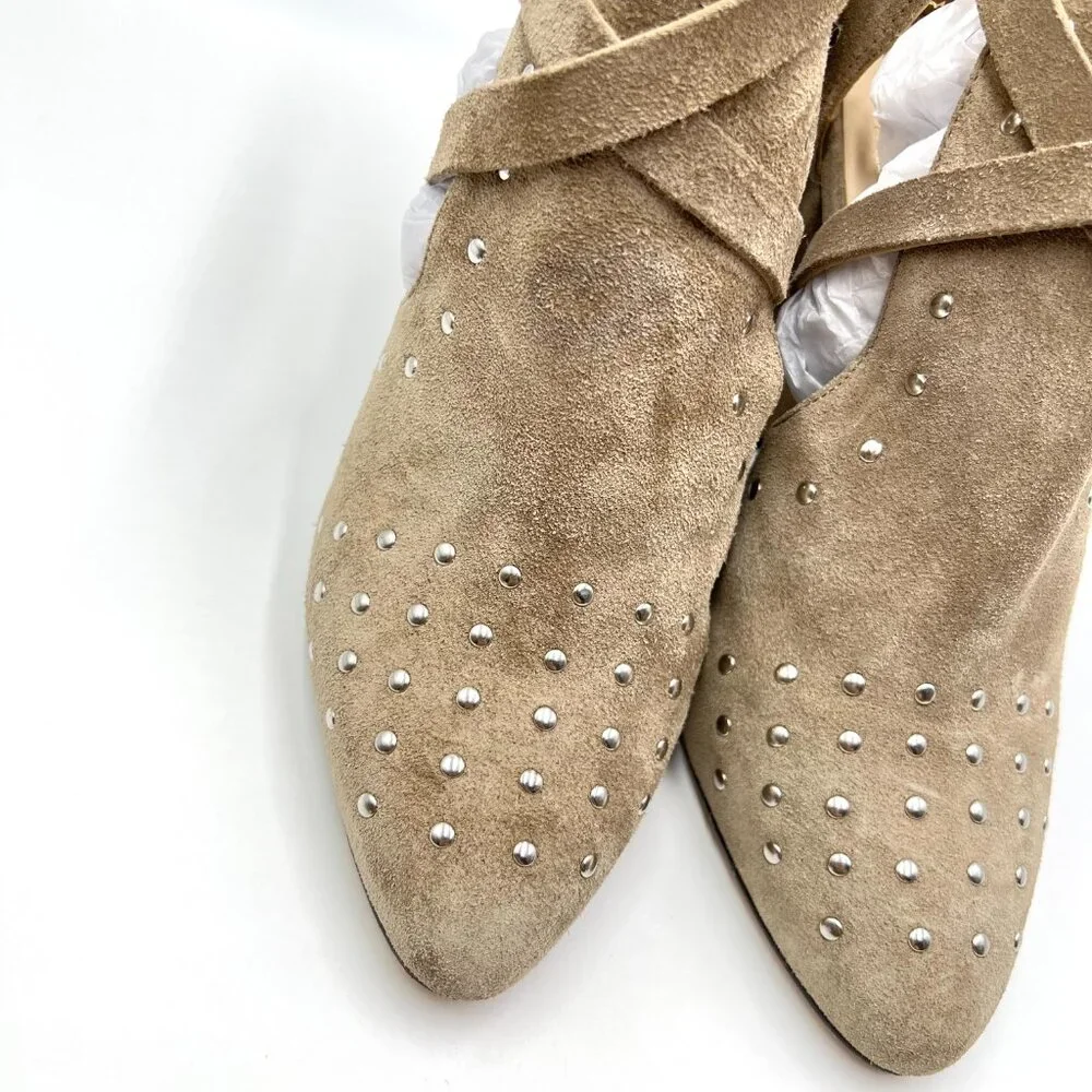 Navyboot Womens Size 38 EU Beige Greige Taupe Suede Leather Heels Shooties Shoes